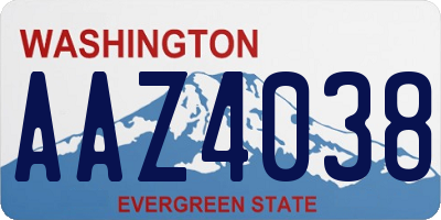 WA license plate AAZ4038