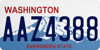 WA license plate AAZ4388