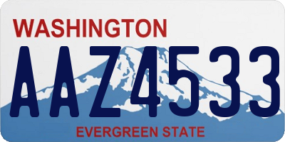 WA license plate AAZ4533