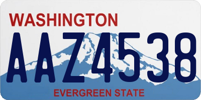 WA license plate AAZ4538