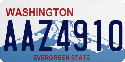 WA license plate AAZ4910