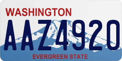 WA license plate AAZ4920