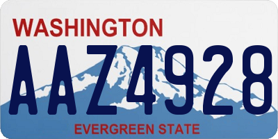 WA license plate AAZ4928