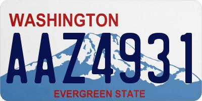 WA license plate AAZ4931