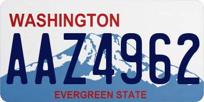 WA license plate AAZ4962