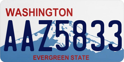 WA license plate AAZ5833