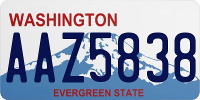 WA license plate AAZ5838