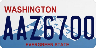 WA license plate AAZ6700