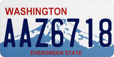 WA license plate AAZ6718