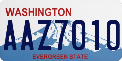WA license plate AAZ7010