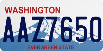 WA license plate AAZ7650