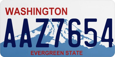 WA license plate AAZ7654