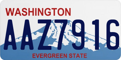 WA license plate AAZ7916