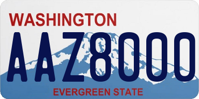 WA license plate AAZ8000