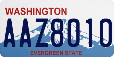 WA license plate AAZ8010