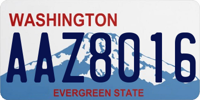 WA license plate AAZ8016