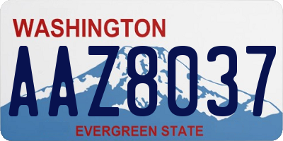 WA license plate AAZ8037