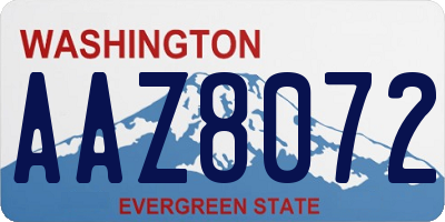 WA license plate AAZ8072