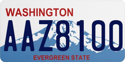 WA license plate AAZ8100