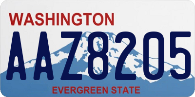 WA license plate AAZ8205