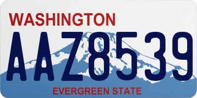 WA license plate AAZ8539