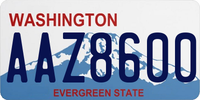 WA license plate AAZ8600