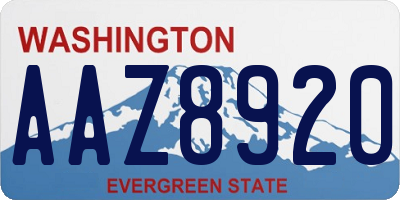 WA license plate AAZ8920