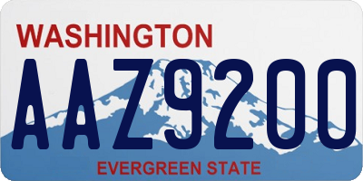 WA license plate AAZ9200