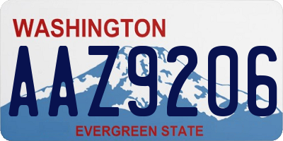 WA license plate AAZ9206