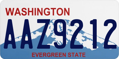WA license plate AAZ9212