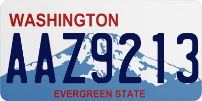 WA license plate AAZ9213