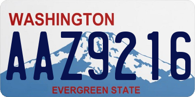 WA license plate AAZ9216