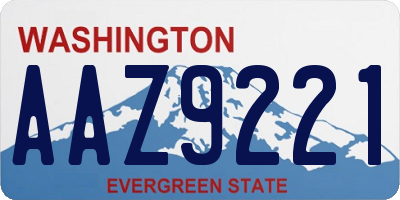 WA license plate AAZ9221