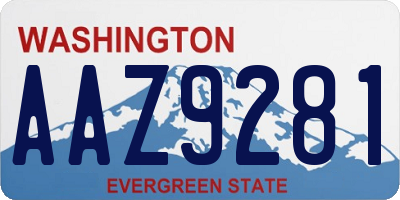 WA license plate AAZ9281
