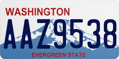 WA license plate AAZ9538