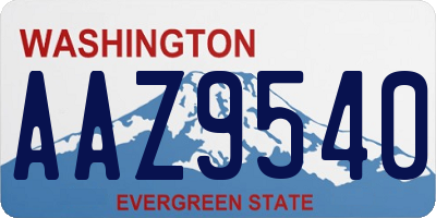 WA license plate AAZ9540