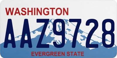 WA license plate AAZ9728