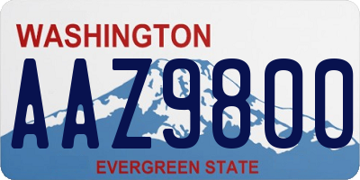 WA license plate AAZ9800