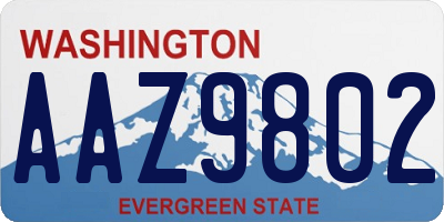 WA license plate AAZ9802