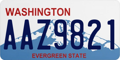 WA license plate AAZ9821