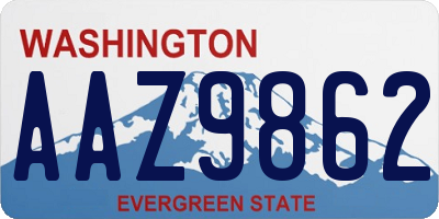 WA license plate AAZ9862