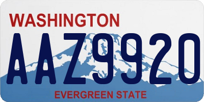 WA license plate AAZ9920