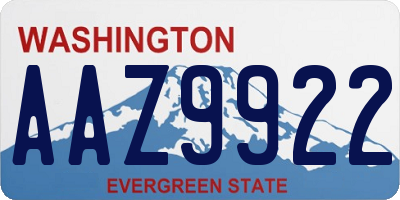 WA license plate AAZ9922