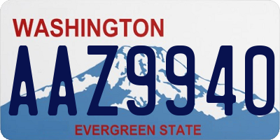 WA license plate AAZ9940