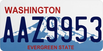WA license plate AAZ9953