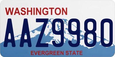 WA license plate AAZ9980