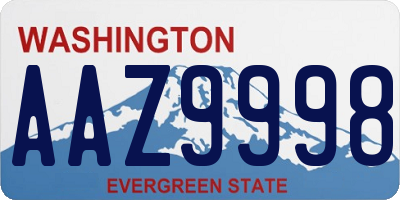 WA license plate AAZ9998