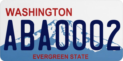 WA license plate ABA0002