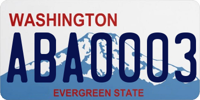 WA license plate ABA0003