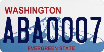 WA license plate ABA0007